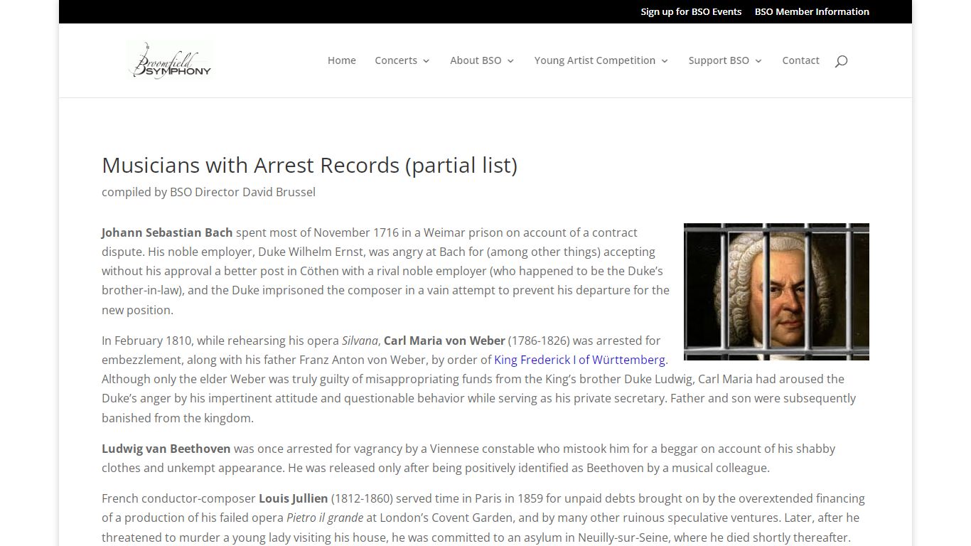 MUSICIANS WITH ARREST RECORDS | Broomfield Symphony Orchestra