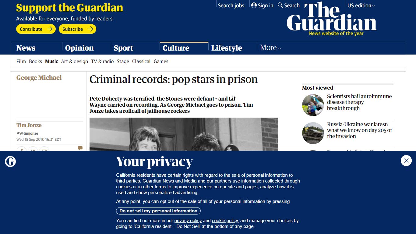 Criminal records: pop stars in prison | George Michael - the Guardian